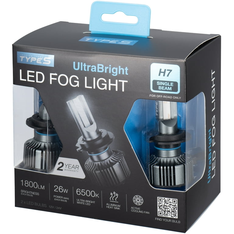 STR H7 7W SMD LED Fog Light Bulbs – 6000K White – Super Bright – Pair