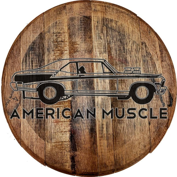 Bar Sign American Muscle Chevelle Drag Racing Wall Decor Bourbon Barrel Lid Com Bar Sign American Muscle Chevelle Drag, Barrel Racing Room Decor