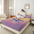 thumbnail image 4 of Manfei Rustic Dragonfly Teens Twin Sheet Sets, Cartoon Purple Insect Twin Fitted Sheet, Watercolor Artwork Flat Sheet, Breathable Home Decor, 3-Piece, 4 of 7
