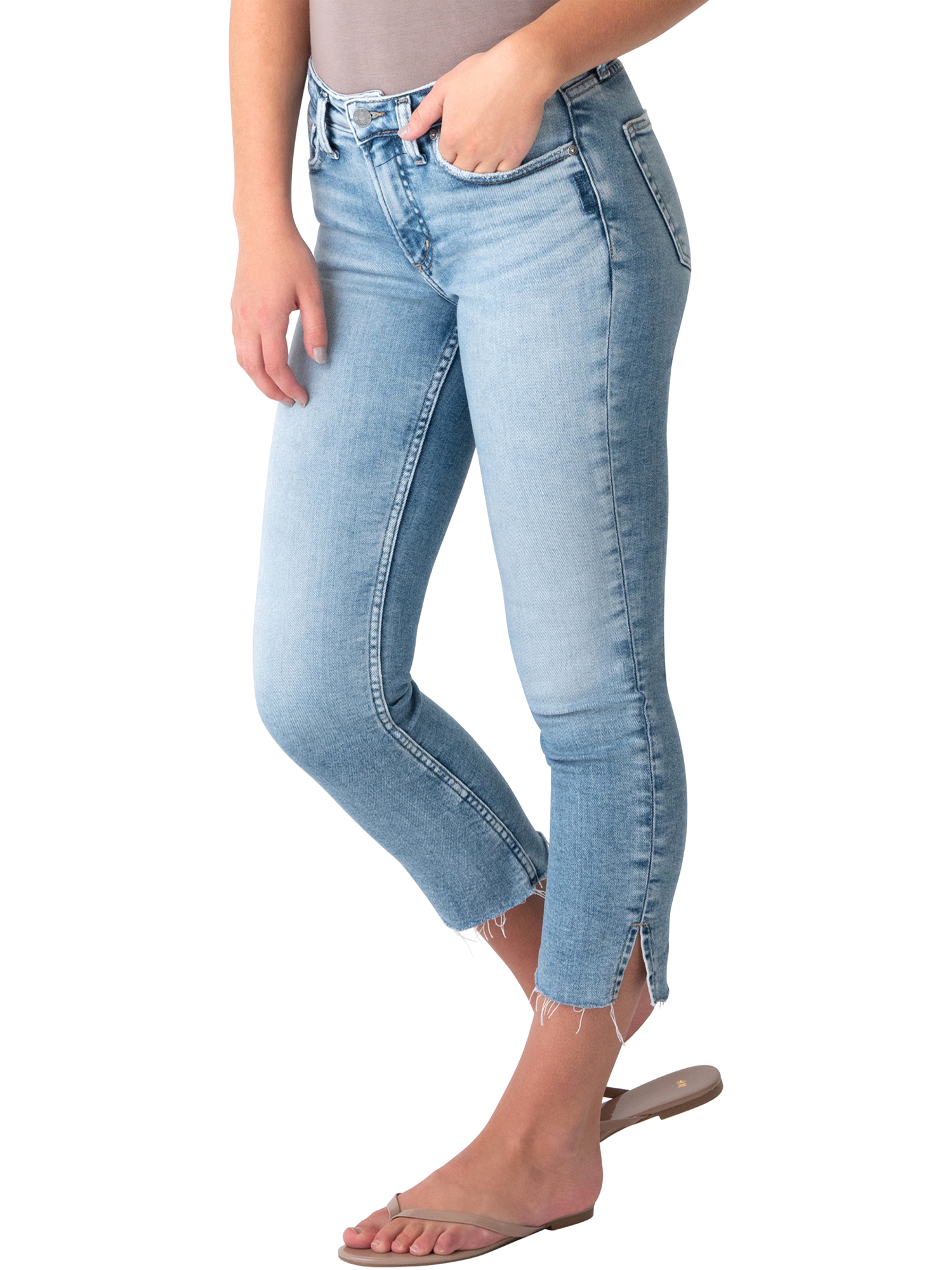 Silver Jeans Co. Women's Most Wanted Mid Rise Straight Crop Jeans Crop, Waist Sizes 24-36 - image 3 of 3