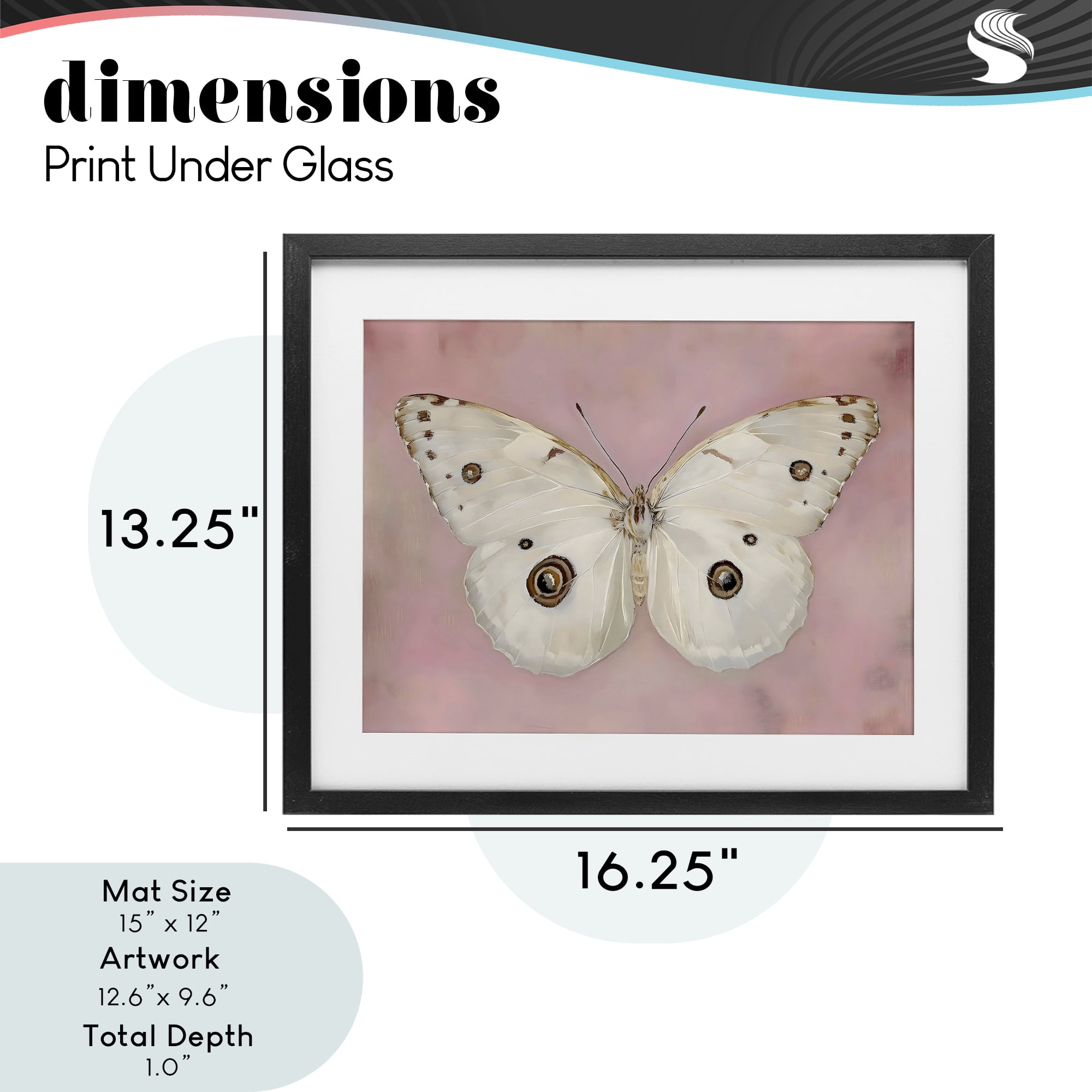 Stupell Industries Gossamer Butterfly on Blush Background Black Framed Print Under Glass, design by Arlington Prints