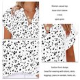 thumbnail image 3 of Top de verano para mujer, cuello en V, manga corta holgada, estampado de lunares, botón frontal, informal, cómoda camisa de verano, 3 of 6