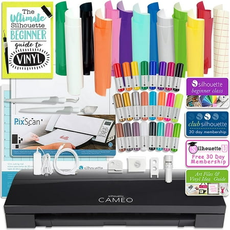 Hematite Cameo - Silhouette Black Cameo 3 Bluetooth Bundle with Oracal 651 Vinyl, Tools, Pixscan, and More