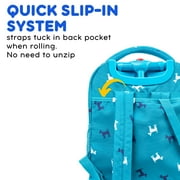 J World Boys and Girls Sunny 17 Kids Rolling Backpack for School and Travel, Puppy