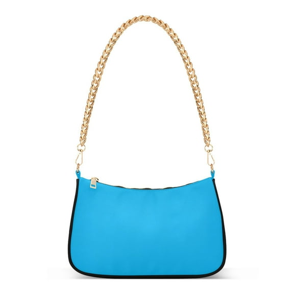 Ryvnso Sky Blue Womens Chain Shoulder Bag Tote Handbags Clutch Hobo Purse with Zipper for Travel