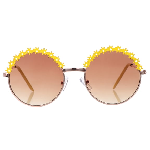 MERRYHAPY 1 Pair Yellow Round Frame Sunglasses for Photo Props, Carnivals, Parties, and Outdoor Fun
