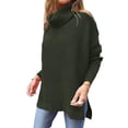 thumbnail image 4 of Hanerdun Women Casual Pullover Sweaters Female Turtleneck Knitwear Army Green L, 4 of 5