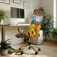 thumbnail image 3 of Renewold American Tribal Highland Cow Sunflower Field Office Chair Cover Stretchable Desk Chair Slipcover with Elastic Bottom Removable Anti-dust for Office Home Decor, L, 3 of 7