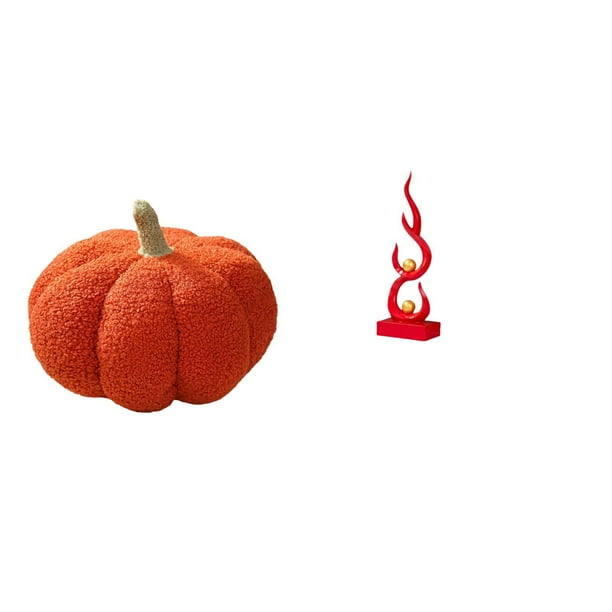 Almohadas De Calabaza De Halloween, Estatua Abstracta De Fuego, Figura De Llama De Resina, Almohada Rellena, Decoración De Felpa, Cojín Decorativo Para Sofá, Escultura Moderna, Artesanía