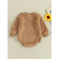 thumbnail image 3 of Bagilaanoe Newborn Baby Girl Boy Fleece Romper Sweatshirt Long Sleeve Bodysuits 3M 6M 12M 18M Infant Fall Winter Warm Tee Tops, 3 of 8