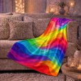 thumbnail image 6 of Vibrant Rainbow Abstract Wavy Stripe, Dramatic Artistic Scene, Warm Flannel Blanket for Living Room and Bedroom, Art Lovers Housewarming Gift, Artistic Home Decor, 6 of 9