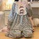 thumbnail image 1 of Conjuntos de pijamas de talla grande para mujer, Tops y pantalones de manga larga con cuello redondo, ropa de dormir de flores, otoño e invierno, 4XL, 150KG, 1 of 3