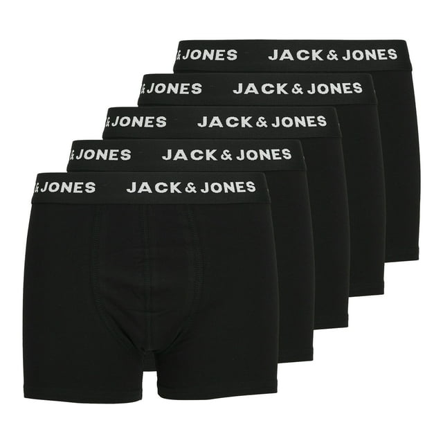 JACK&JONES Calzoncillos bóxer para niño, lote de 5 - JACHUEY TRUNKS, algodón elástico, logo en la cintura Negro 164