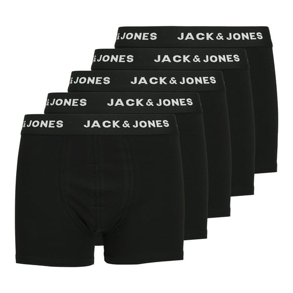 JACK&JONES Calzoncillos bóxer para niño, lote de 5 - JACHUEY TRUNKS, algodón elástico, logo en la cintura Negro 164