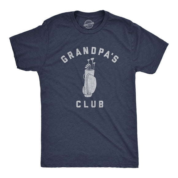 Mens Grandpa's Club T Shirt Funny Grandfather Golf Lover Gift for Gramps Novelty Tee (Heather Navy) - L