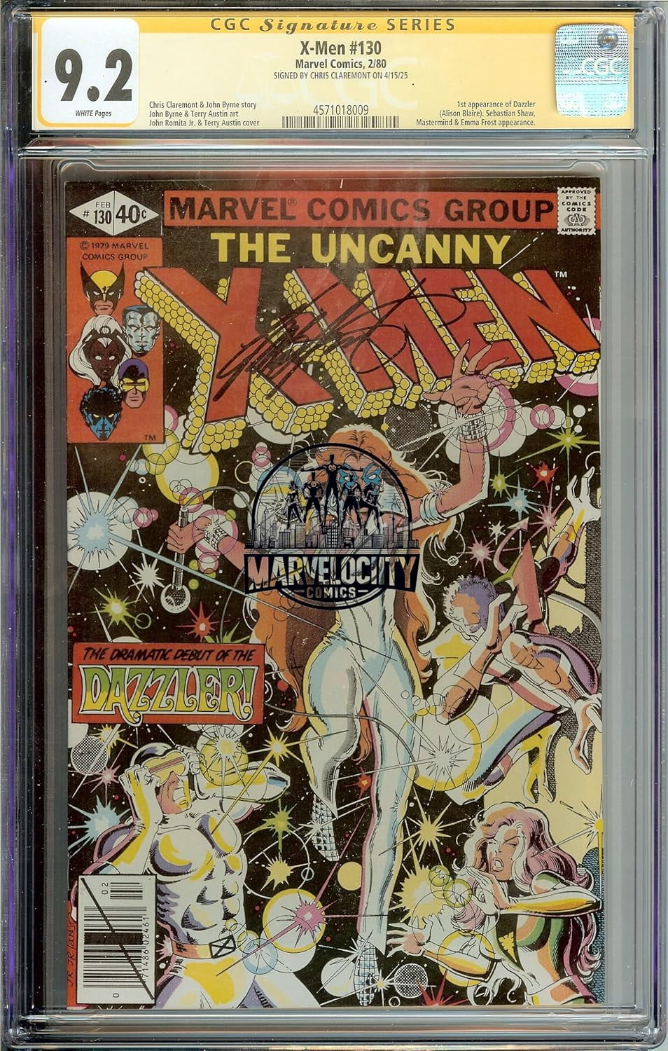 Uncanny X-Men #130 CGC 9.2 1st Dazzler Signed by Chris Claremont