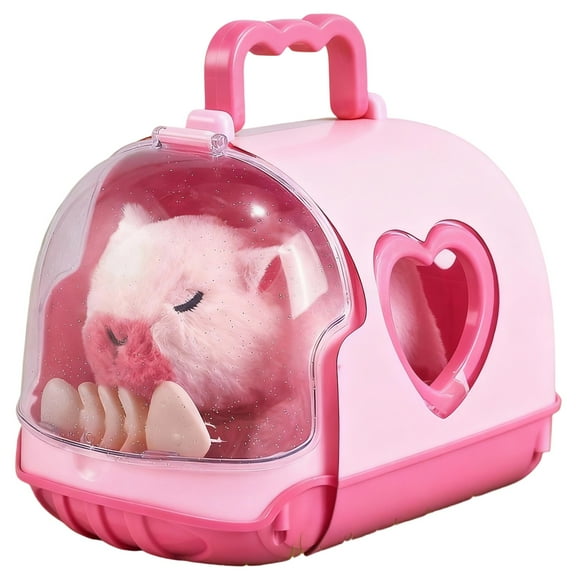 Electric Pet Capybara Animal Walking Plush Toy Realistic Sound and Movement Soft Plush Dolls for Toddler Craw Learning (Pink Capybara)