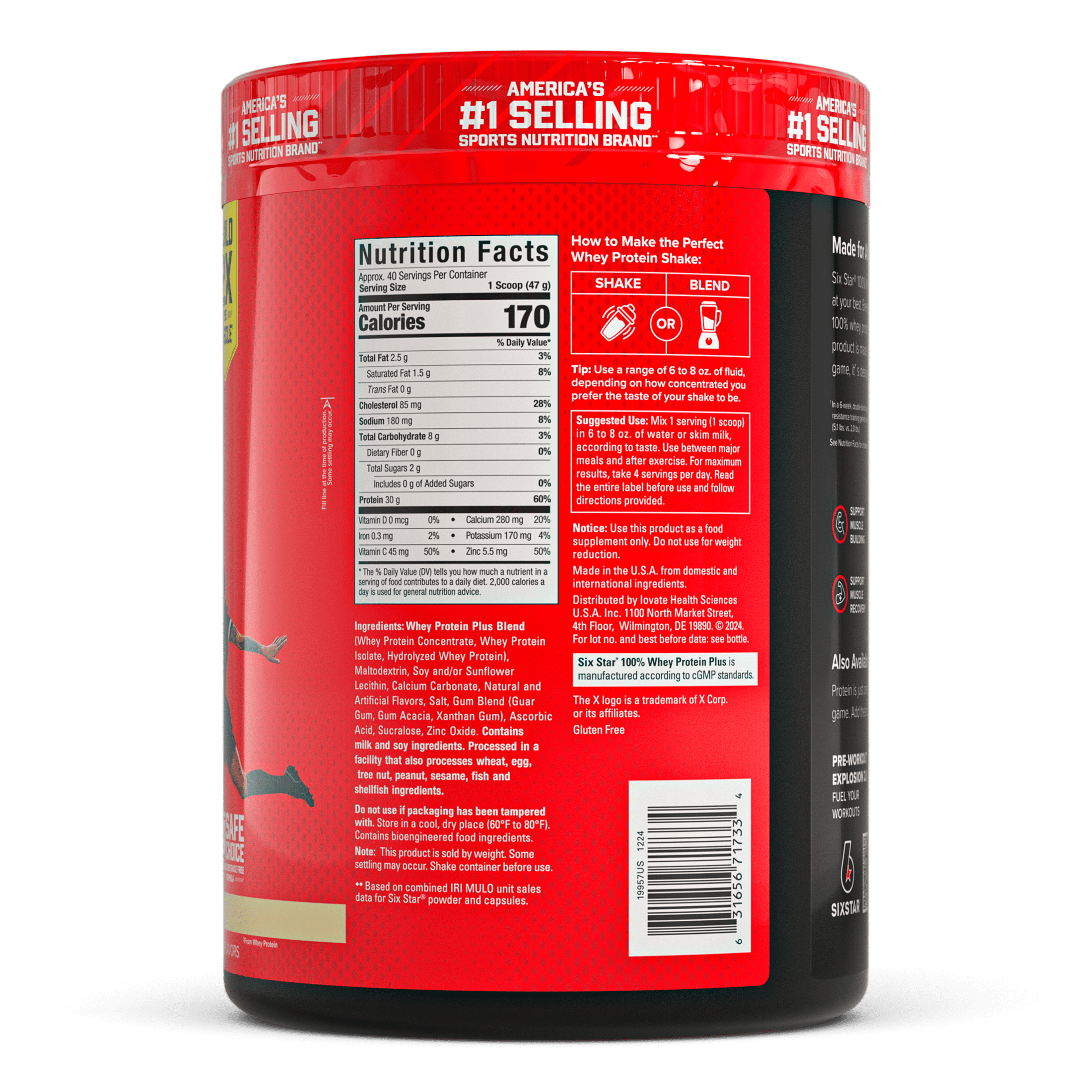 Six Star Pro Nutrition 100% Whey Protein Plus Powder, Vanilla Cream, 30 G Protein, 4.1 lb