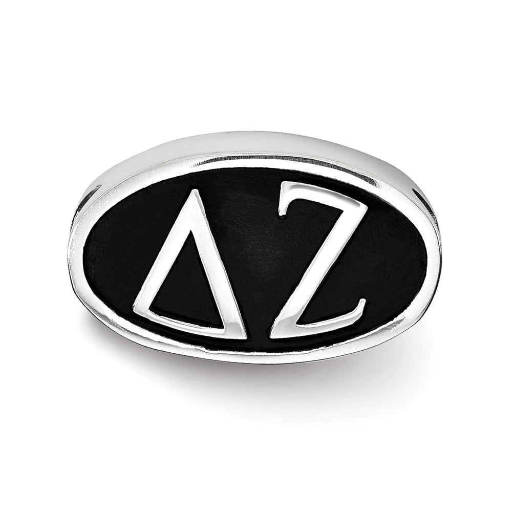 925 Sterling Silver Logoart Delta Zeta Oval Letters Bead; for Adults and Teens; for Women and Men
