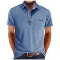 thumbnail image 1 of pstuiky camisetas de hombre, Camisa tipo blusa de manga corta con cuello vuelto y botones de color para hombre camisas casuales para hombre xxl, 1 of 8