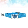 thumbnail image 2 of Collar ajustable con forma de corazón para gato, cadena para el cuello con decoración de diamantes de imitación y cascabel para gato, gatito o mascota (azul), 2 of 7