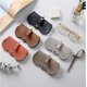 thumbnail image 4 of Soft Leather Sunglasses Bag, Leather Glasses Case Holder Portable Soft Leather Sunglasses Bag Slim Sunglasses Pouch(color:gray+khaki2pcs, 4 of 4
