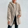 thumbnail image 4 of Usmixi Winter Womens Sweater Coat Plush Coat for Women Loose Casual Solid Button up Cardigan Hooded Outwear Long Sleeve Cozy Fuzzy Fluffy Overcoat 2023 Sweater Coat, 4 of 6