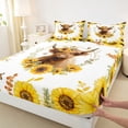 thumbnail image 3 of Homewish Rustic Cow Animal Twin Sheet Sets, Vibrant Yellow Sunflower Twin Fitted Sheet, Farmhouse Plant Botanical Flat Sheet, Lightweight Room Decor, 3pcs, 3 of 7