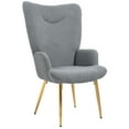 thumbnail image 1 of HOMCOM Wingback Accent Chair with Metal Legs for Living Room Bedroom Grey, 1 of 9