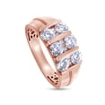 thumbnail image 3 of 1 1/2 Carat Round Cut Lab Created Moissanite Diamond Channel Set Men's Three Row Anniversary Wedding Band Ring In 14K Rose Gold Over Sterling Silver Jewelry Gift For Men (VVS1 Clarity, 1.50 Cttw)-13, 3 of 5
