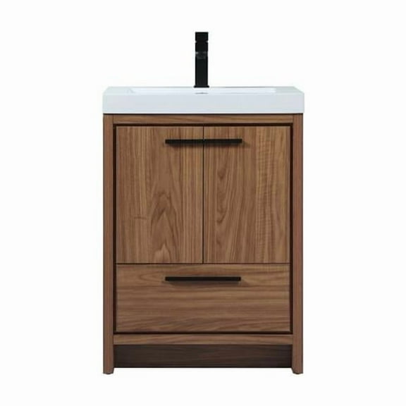 34 x 19 x 24 in. Single Bathroom Vanity, Walnut Brown