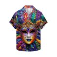 thumbnail image 2 of JURANMO Men's Hawaiian Shirts Fashion Mask Graphic Print T-Shirts Dressy Turndown Collar Button Down Vacation Summer Blouse Multicolor L Lightning Sale, 2 of 6