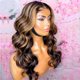 thumbnail image 5 of Women's Wig Black Gradient Brown Mid Length Curly Wig Wavy Synthetic Wig Headgear for Festivals, 5 of 5