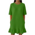 thumbnail image 2 of SOOMLON Mini Sundresses for Women Plus Size Short Sleeve Ruffle Mini Dress Tunic Waffle Sundress Fashion Tshirt Dress, 2 of 6