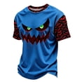 thumbnail image 6 of Fabrcox S-4XL Halloween Men's&nbsp;shirts Funny Ghost Pumpkin Cat Mens Graphic T Shirts Fall Winter Festival Corduroy Raglan Men Short Sleeve Shirt Blue XL, 6 of 7