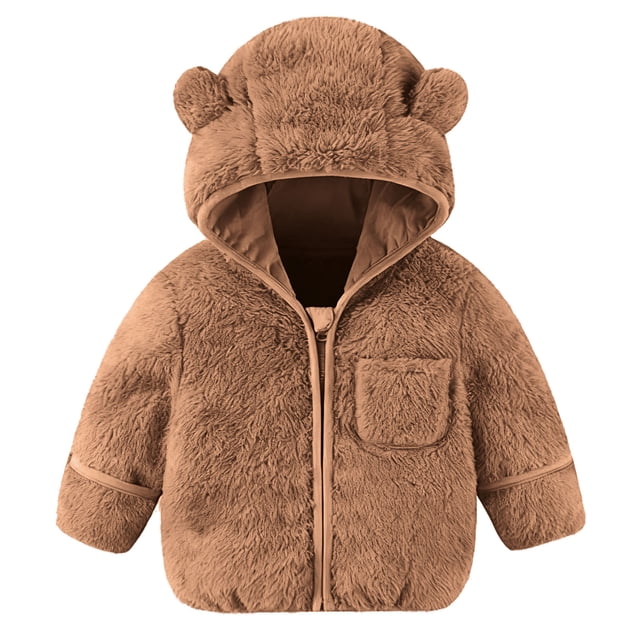 Cowsor Baby Kids Sherpa Jacket with Zipper, Cotton-Lined Fuzzy Outerwear Coat for Infant Toddler