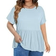 thumbnail image 7 of Aofany Womens Plus Size Tops Short Sleeve T Shirts Round Neck Ruffle Flowy Tee Shirts Causal Summer Tunics Blouses, 7 of 7