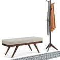 thumbnail image 2 of Chanelle 48 inch Wide Mid Century Modern Rectangle Ottoman Bench in Platinum Tweed Look Fabric, 2 of 14