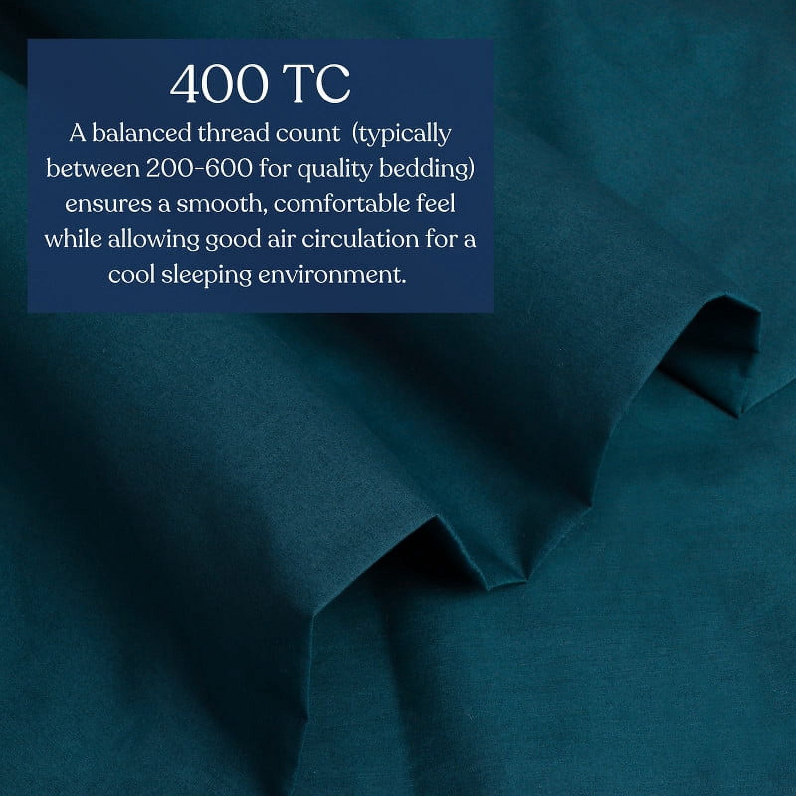 Delara Organic Cotton Percale Queen Flat Sheet, 400 TC GOTS Certified, Smooth Moisture-Wicking Soft Breathable Bedding, Midnight Blue 96"x105"