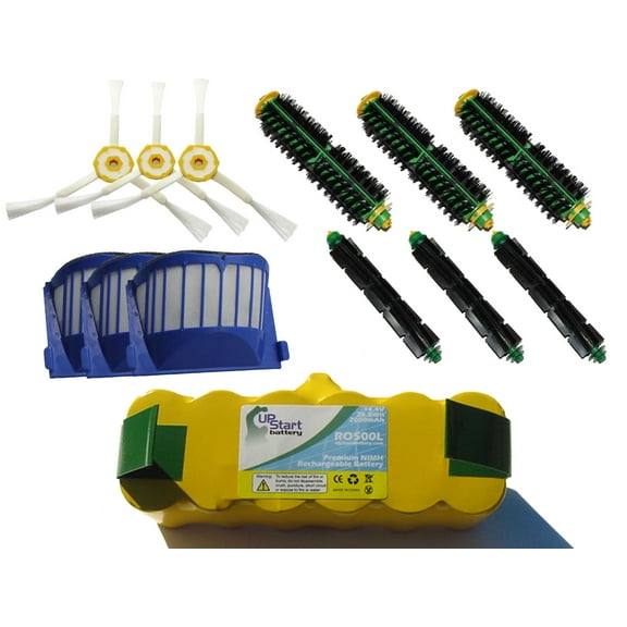 iRobot Roomba 545 Pet Series Battery, Filter, Bristle Brush, Beater Brush and 3-Arm Brush - Kit Includes 1 Battery, 3 AeroVac Filter, 3 Bristle Brush, 3 Beater Brush and 3 3-Arm Brush