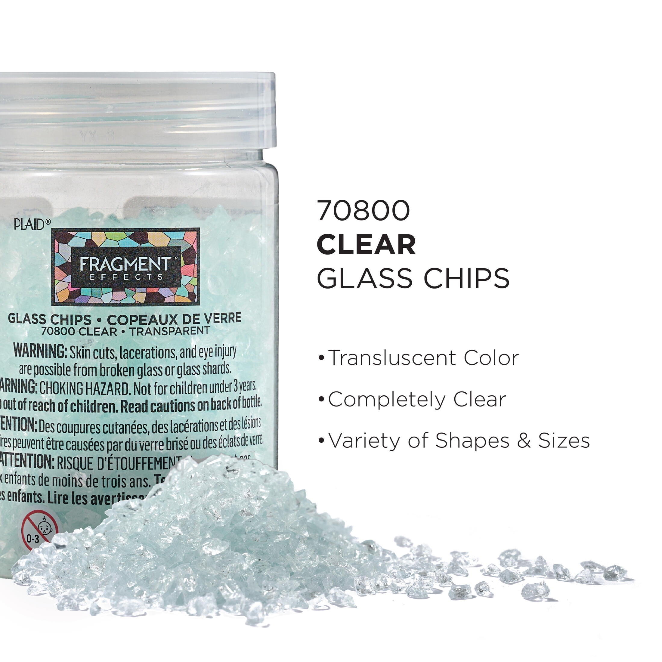(3 pack) Fragment Effects Glass Chips, Clear, 6 oz