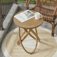 thumbnail image 6 of COZAYH Farmhouse End Table Round Wood Side Table Rustic Plant Stand for Living Room, Office, Walnut, 6 of 8