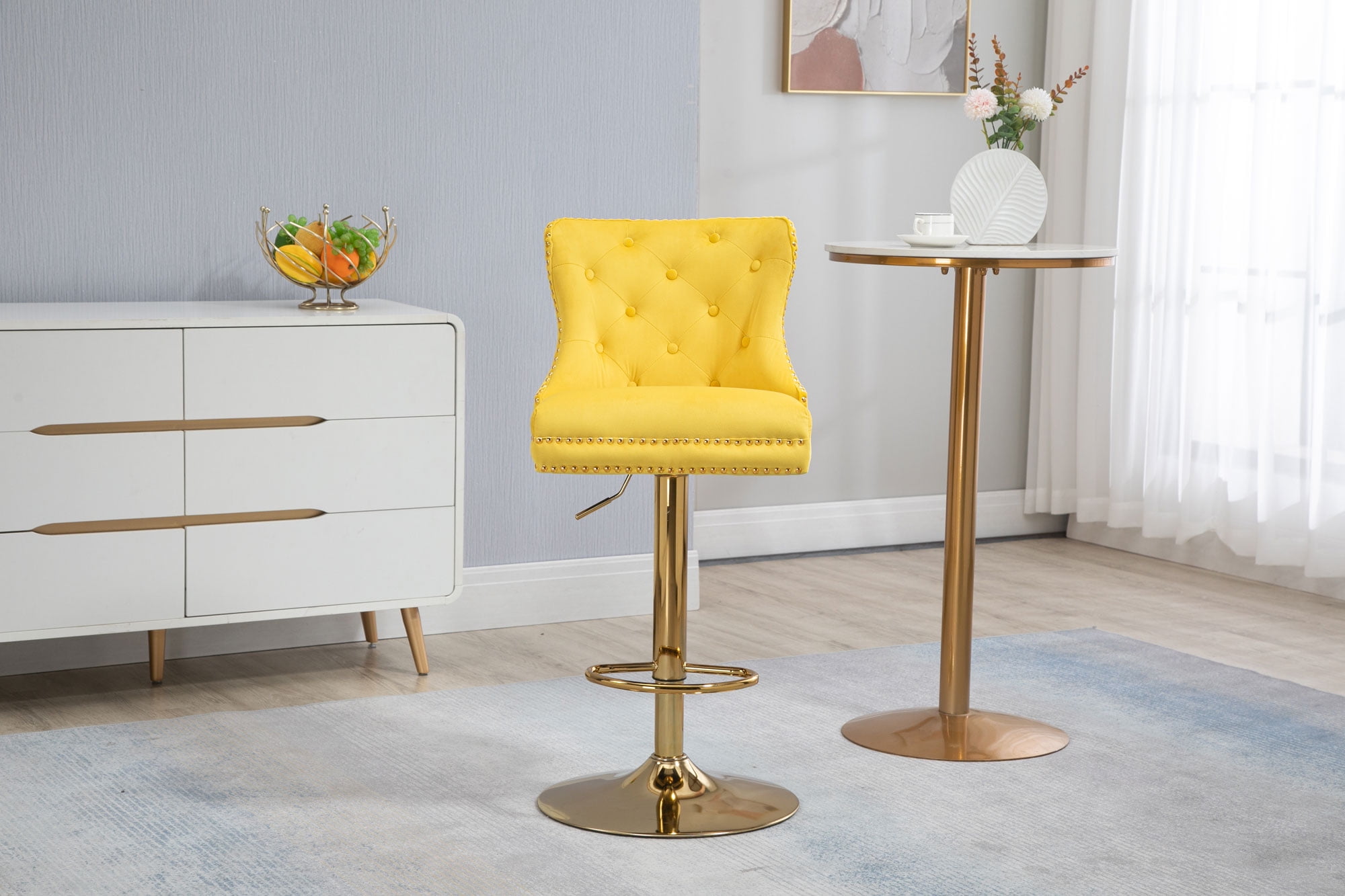 COOLMORE Bar Stools with Back and Footrest Counter Height Bar Chairs