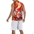 thumbnail image 2 of Pofeuu Red Sun Flame Fox Print Basketball Jersey, Shirts for Men Youth Basketball Jersey Crew Neck-4X-Large, 2 of 6