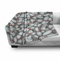 thumbnail image 3 of Bowling Party Soft Flannel Fleece Throw Blanket, Pile of Vivid Bowling Pins and Skittles with Red Stripes 3D Style Print, Cozy Plush for Indoor and Outdoor Use, 50" x 60", Red and White, by Ambesonne, 3 of 6
