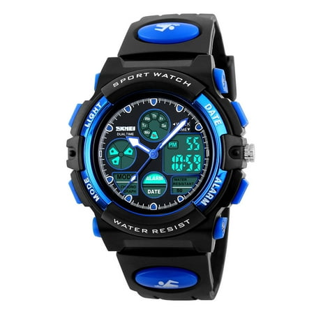 SKMEI Sports Wristwatch Dual Movements 5ATM Water-proof Watch with Alarm Chronograph Back