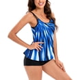 thumbnail image 4 of WREESH Womens Swim Dress Tankini Fashion Casual Sling Printing Split Two Piece Swimsuit Beachwear Swimdress with Boyshort Bathing Suit Blue, 4 of 8