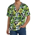 thumbnail image 7 of Lsque Football Doodle print Men's Cuban Collar Short Sleeve Shirt Summer Beachwear Casual Button Down Fashionable Vacation Leisure Shirt-Large, 7 of 7