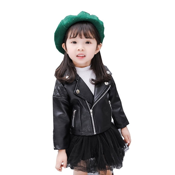 LOVZFMLL Jackets for Girls Toddler Boys Long Sleeve Solid Outwear Leather Coat Clothes 2-3 Years