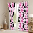 thumbnail image 3 of Manfei Cute Cat Blackout Curtains Set of 2 (52x84 Each), Cartoon Kitten Lover Curtain, Hot Pink, 3 of 6